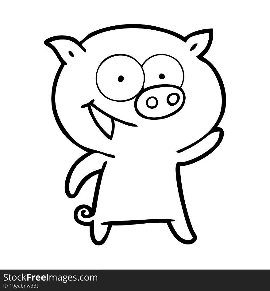 cheerful pig cartoon. cheerful pig cartoon