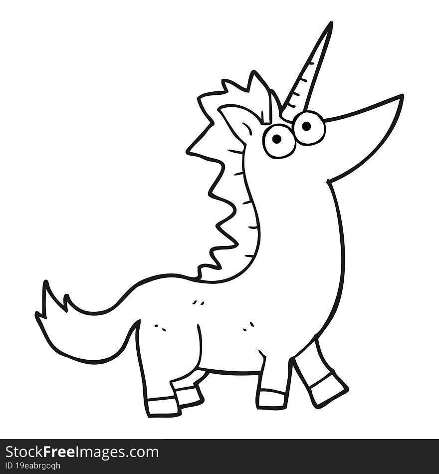 Black And White Cartoon Unicorn