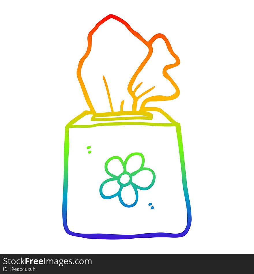 rainbow gradient line drawing cartoon tissue box