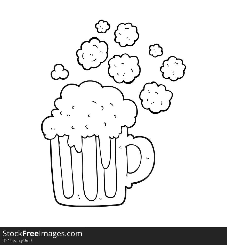 black and white cartoon foamy beer