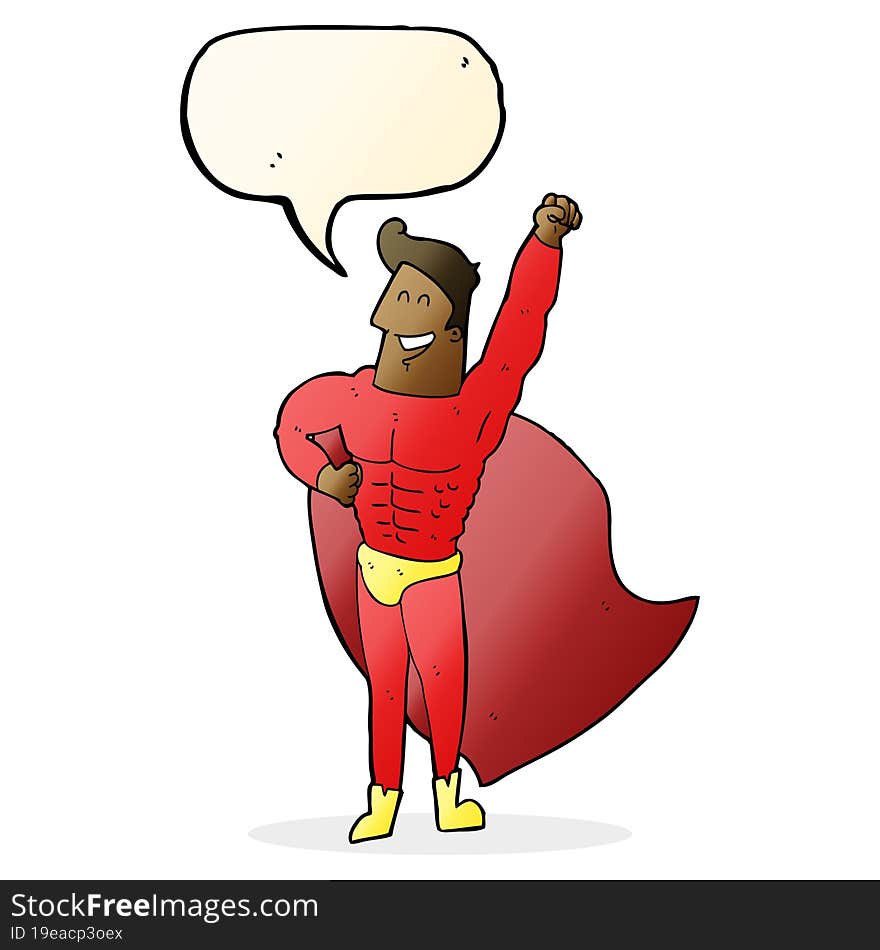 Cartoon Superhero With Speech Bubble