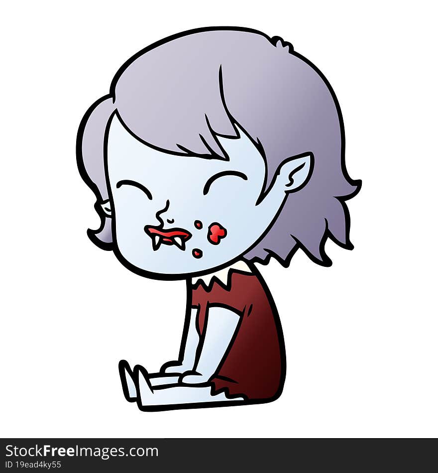 cartoon vampire girl with blood on cheek. cartoon vampire girl with blood on cheek