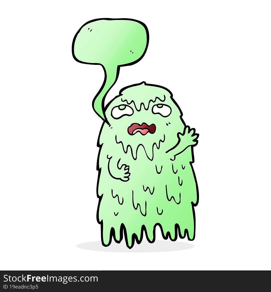 gross cartoon ghost with speech bubble