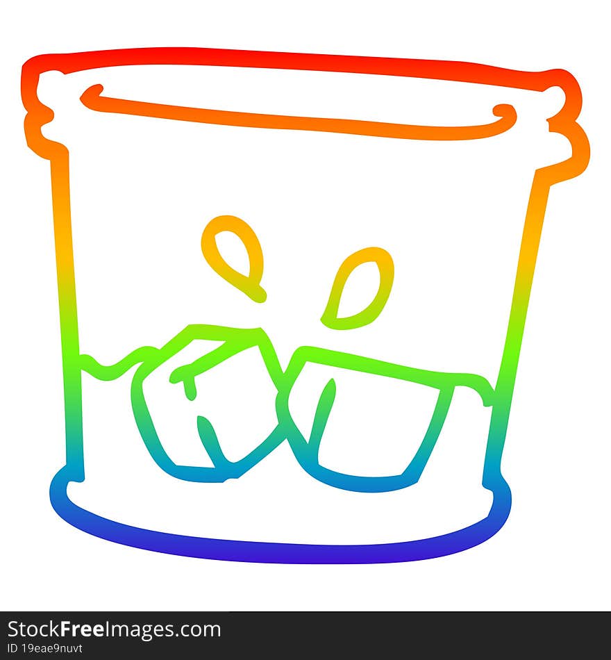 Rainbow Gradient Line Drawing Cartoon Drink In Glass Tumbler