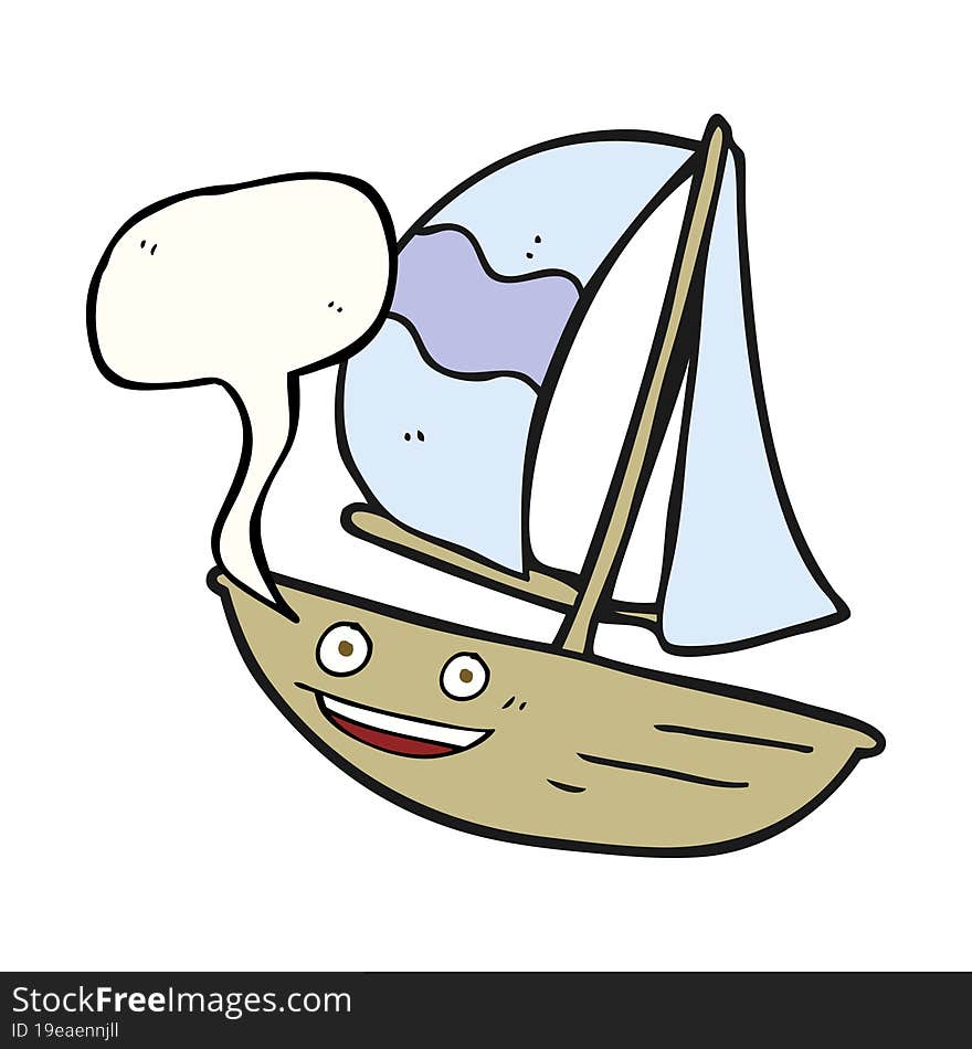 speech bubble cartoon sail ship