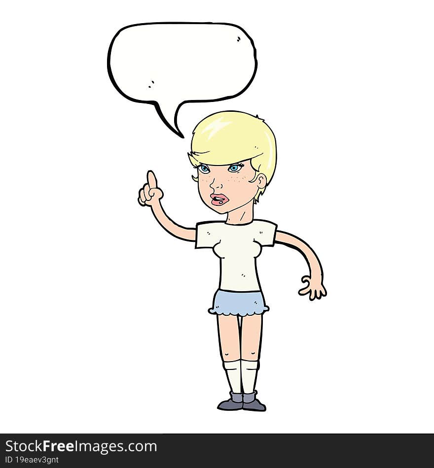 cartoon woman with idea with speech bubble