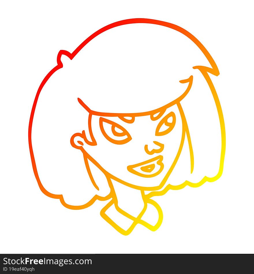 warm gradient line drawing of a cartoon face girl