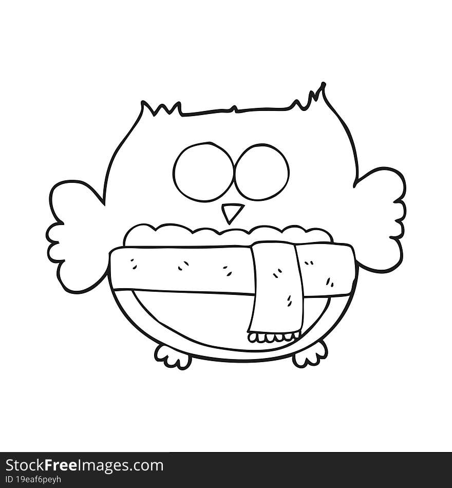 black and white cartoon cute owl