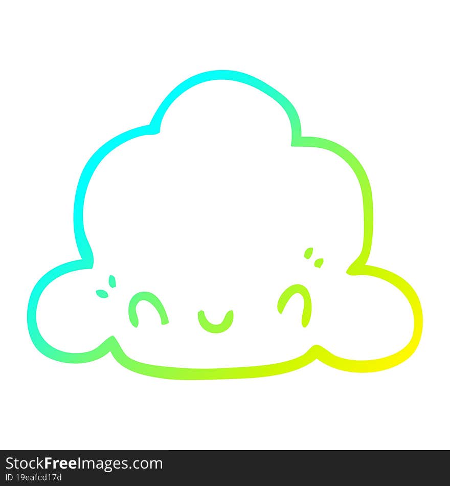 cold gradient line drawing cartoon cloud