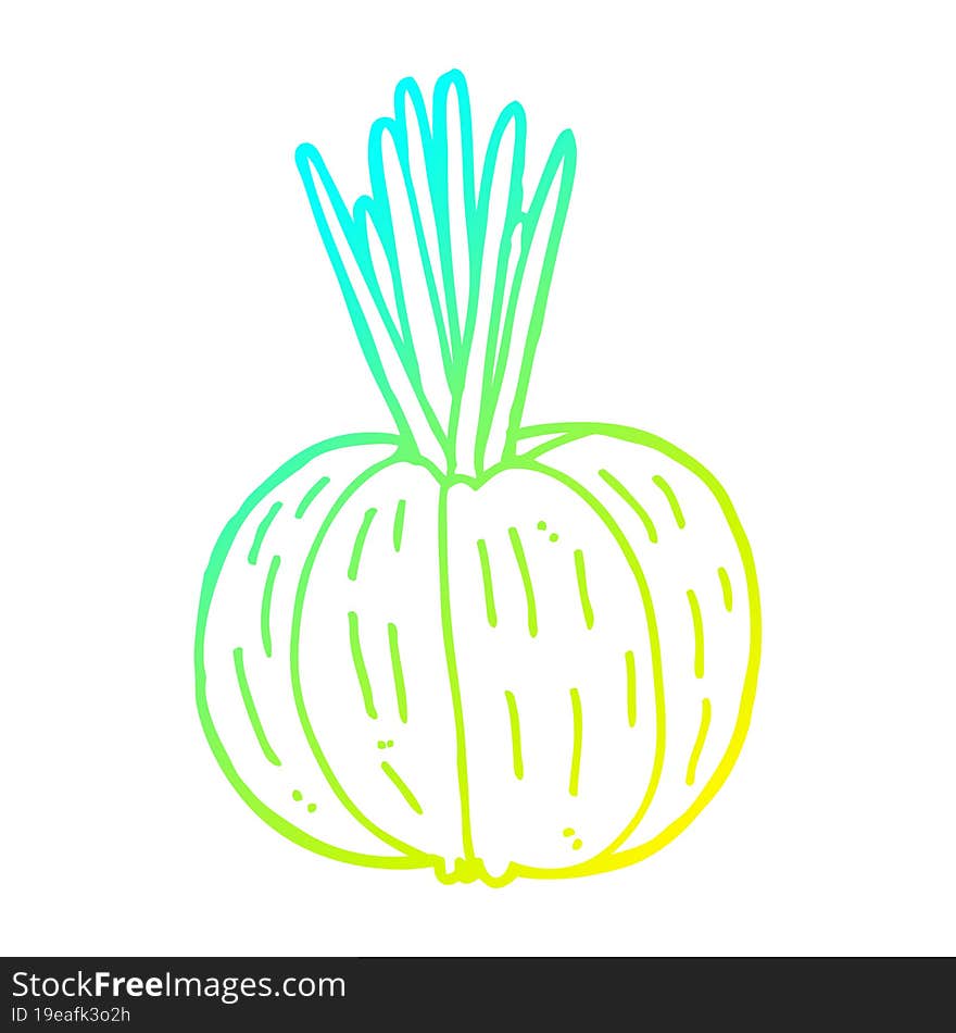 cold gradient line drawing of a cartoon vegetable