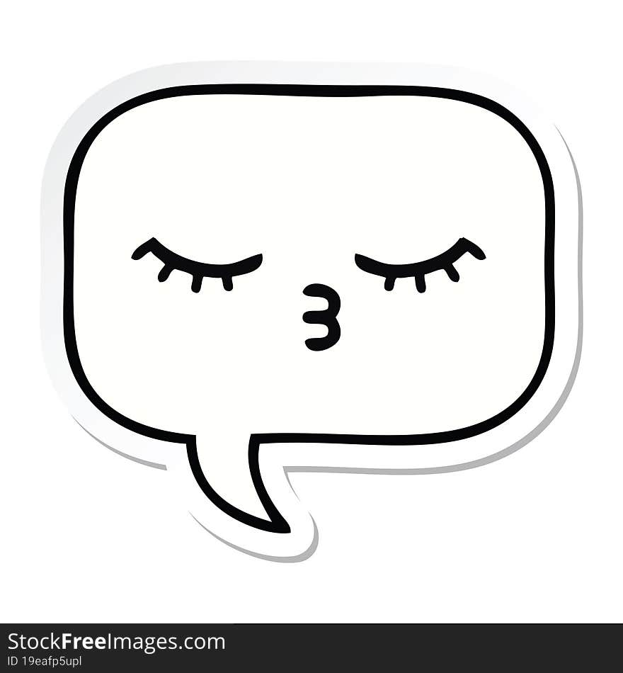 sticker of a cute cartoon speech bubble