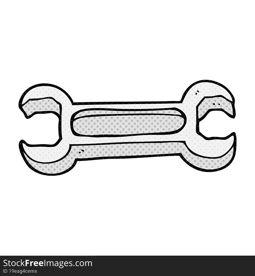 freehand drawn cartoon spanner