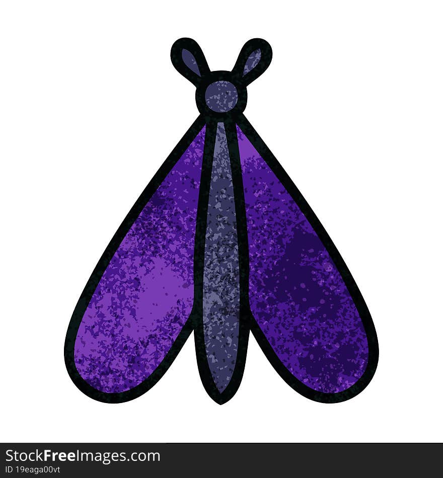 Retro Grunge Texture Cartoon Moth Bug