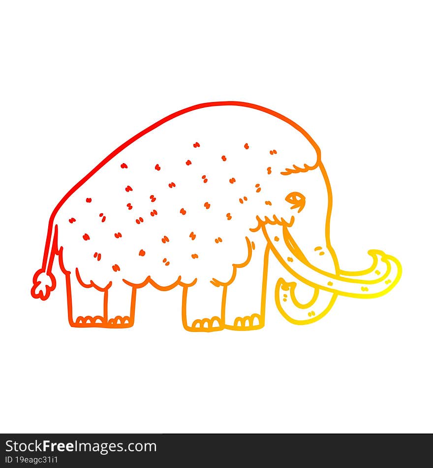 Warm Gradient Line Drawing Cartoon Mammoth