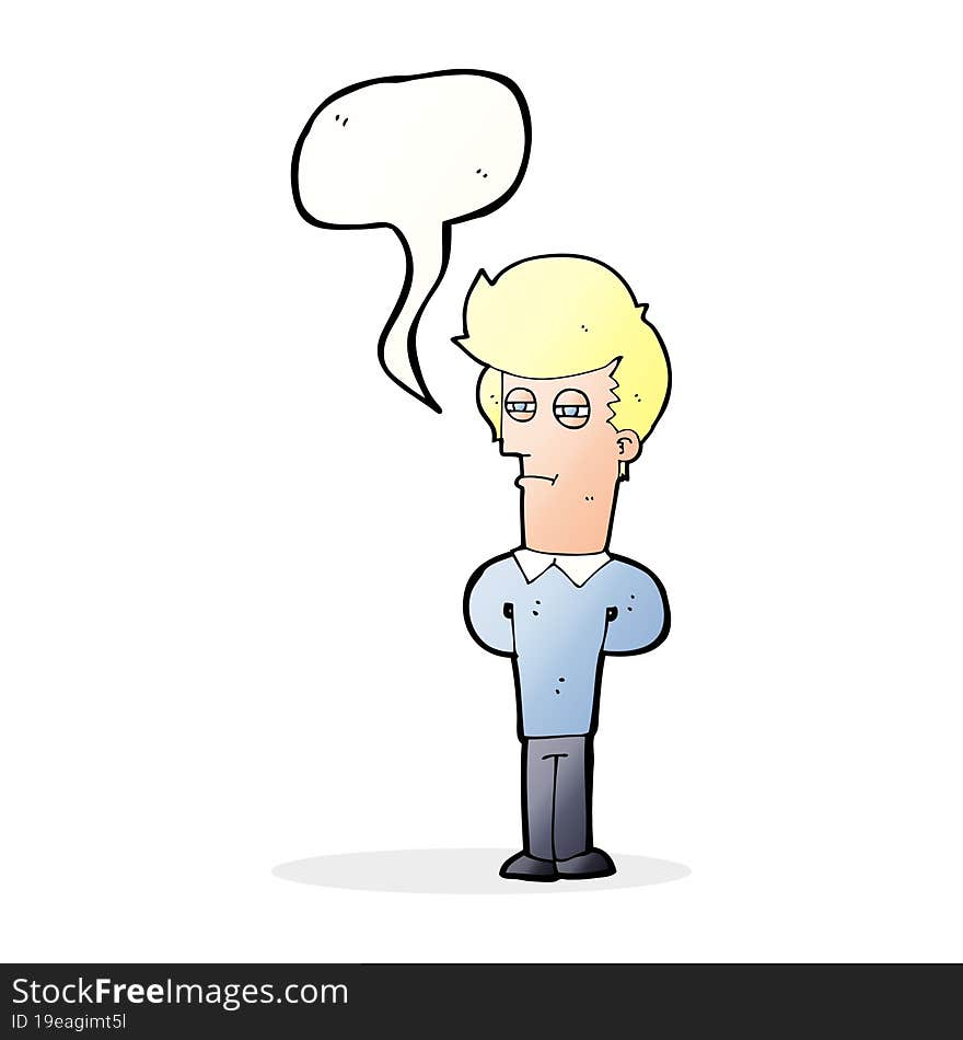 cartoon jaded man with speech bubble