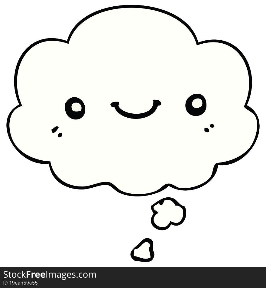 cartoon cute happy face with thought bubble. cartoon cute happy face with thought bubble