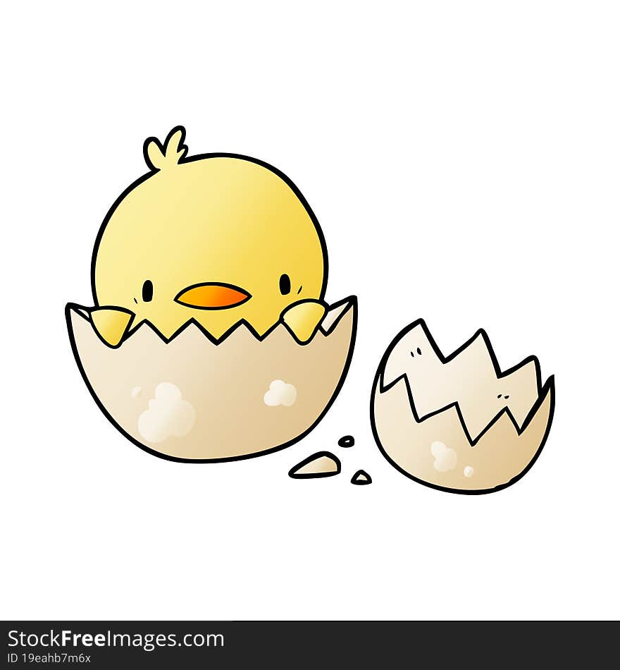 cute cartoon chick hatching from egg. cute cartoon chick hatching from egg