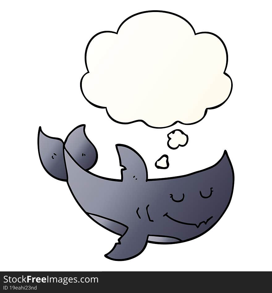 Cartoon Shark And Thought Bubble In Smooth Gradient Style