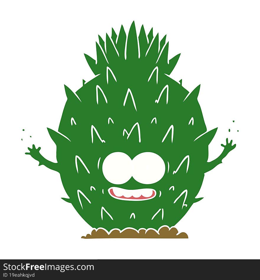 Flat Color Style Cartoon Cactus