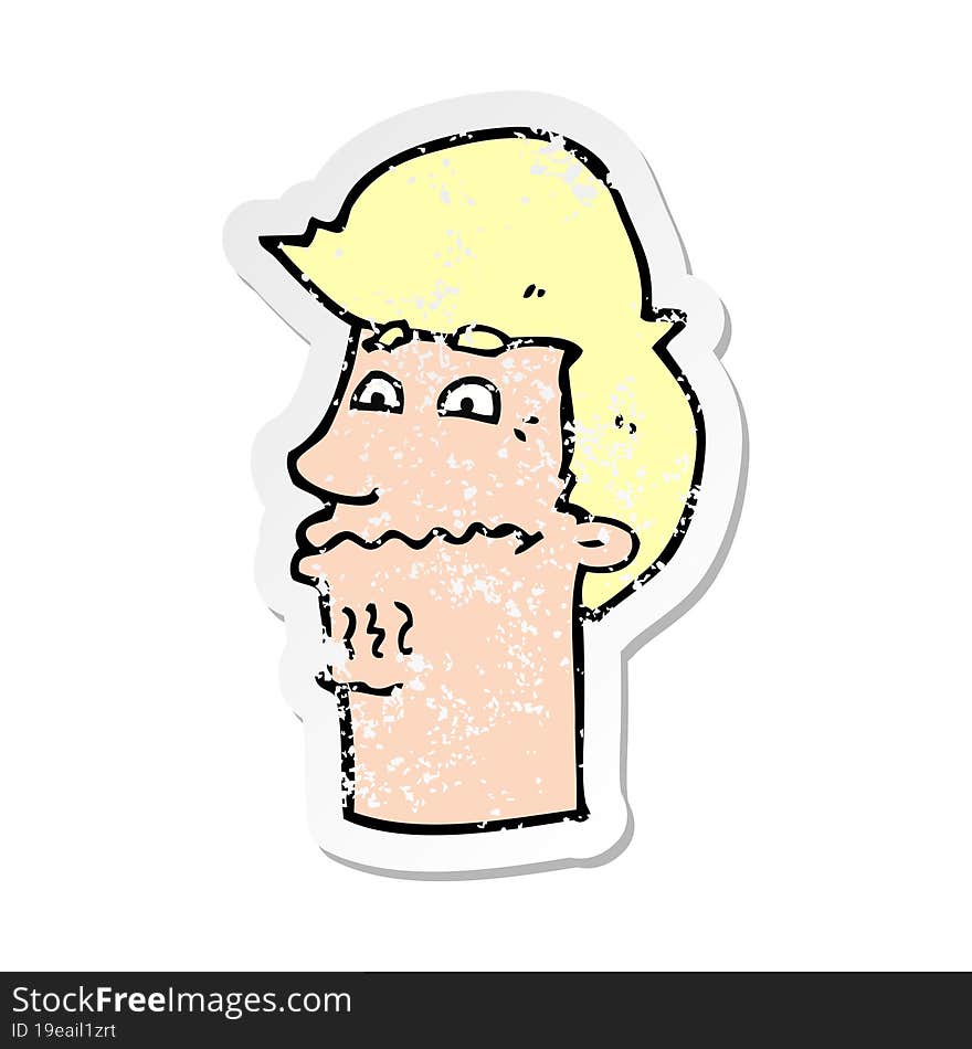 Retro Distressed Sticker Of A Cartoon Nervous Man