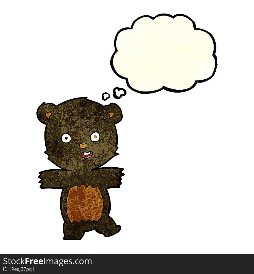 cartoon cute black bear cub with thought bubble