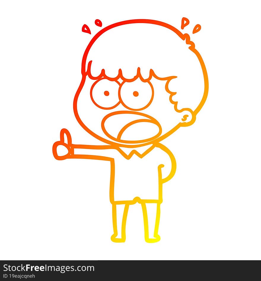 Warm Gradient Line Drawing Cartoon Shocked Man