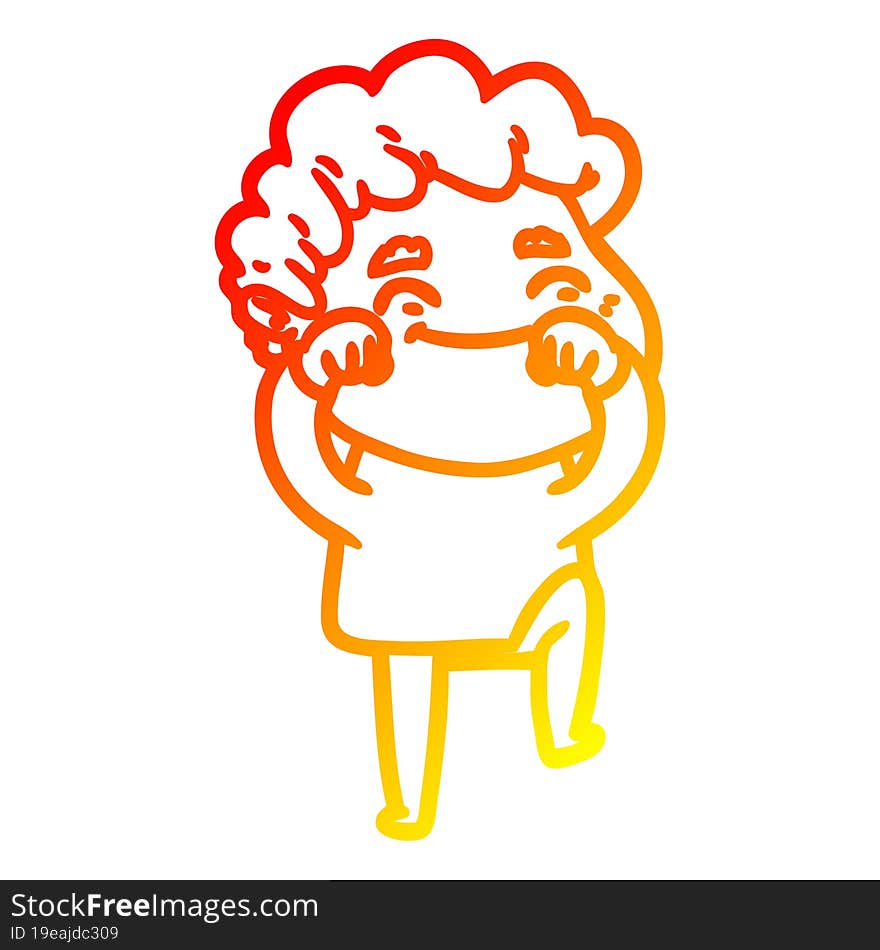 warm gradient line drawing cartoon friendly man