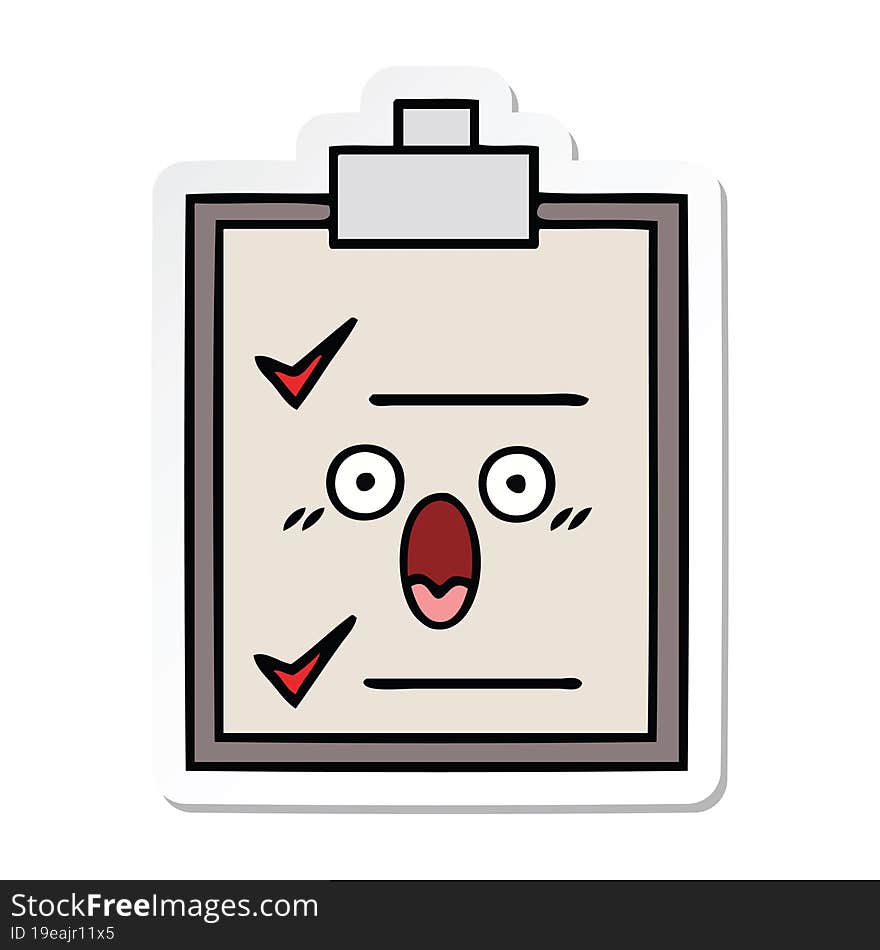 sticker of a cute cartoon check list