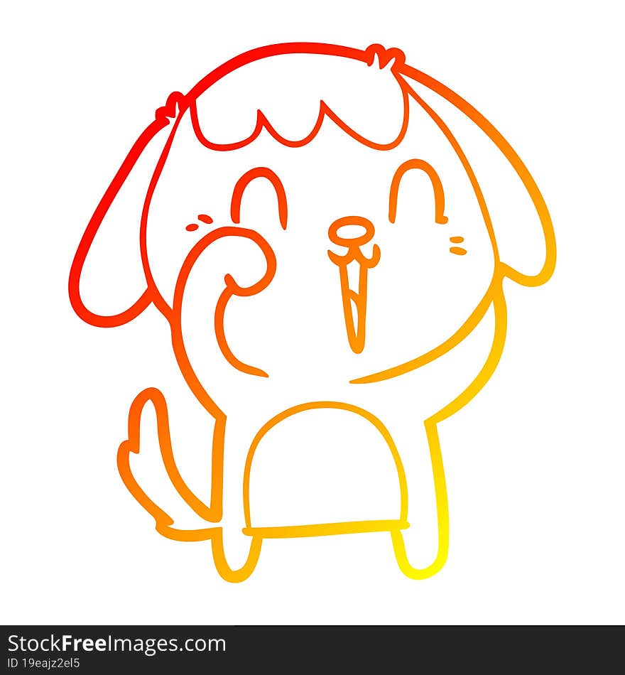 Warm Gradient Line Drawing Cute Cartoon Dog