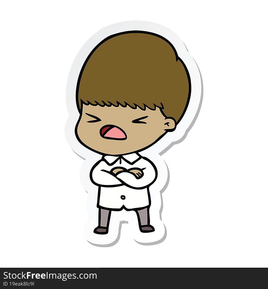 Sticker Of A Cartoon Stressed Man