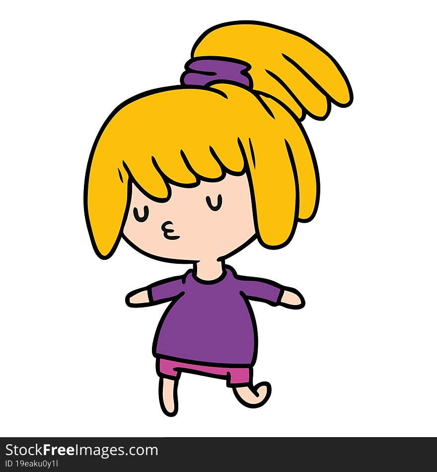 cartoon illustration of a cute kawaii girl. cartoon illustration of a cute kawaii girl