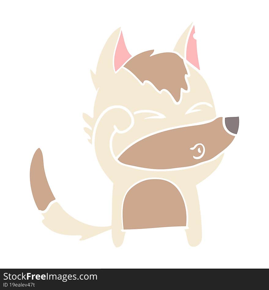 Flat Color Style Cartoon Wolf Pouting