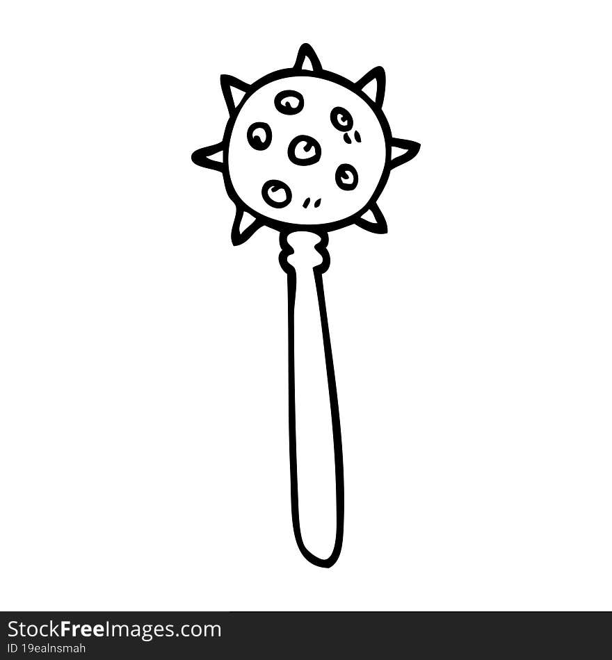 line drawing cartoon medieval mace