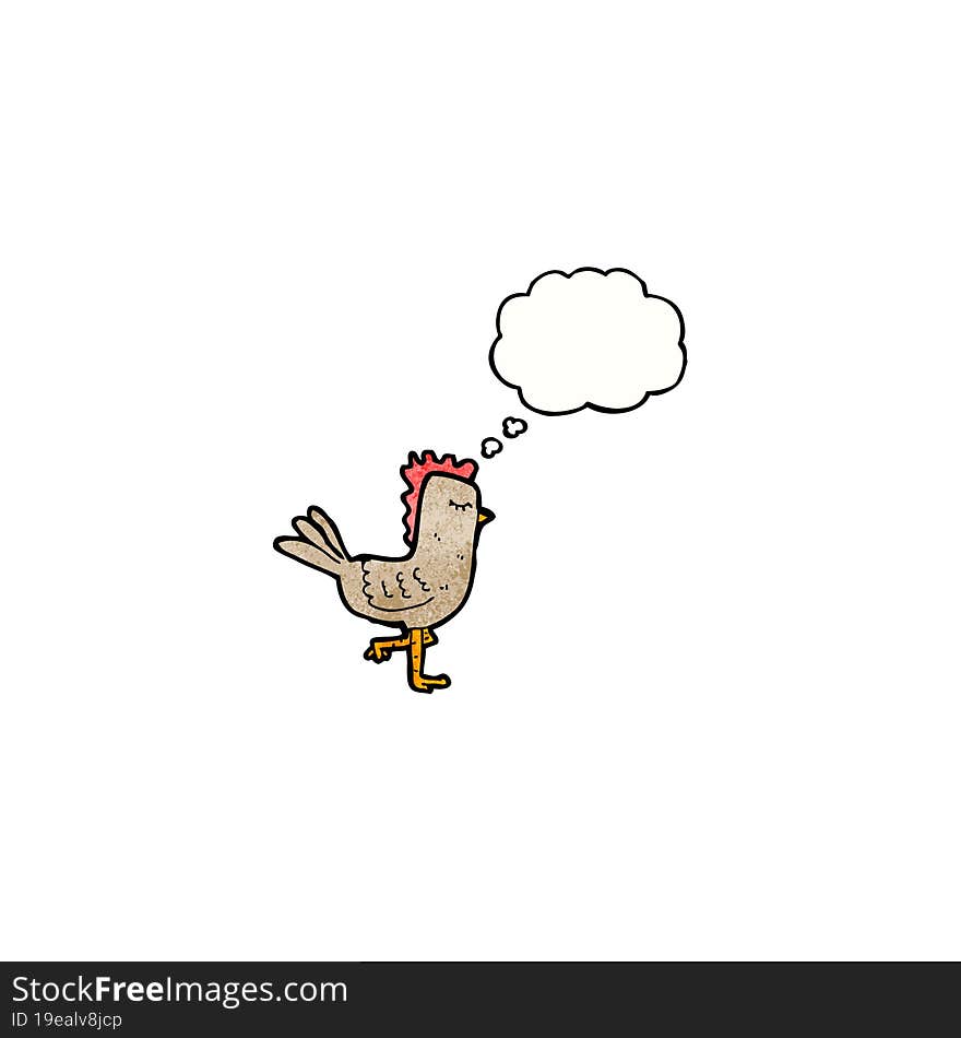 cartoon chicken with thought bubble