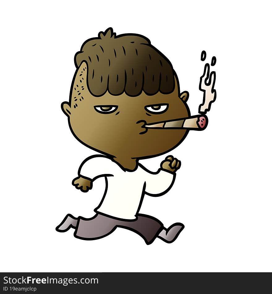 cartoon man smoking whilst running. cartoon man smoking whilst running