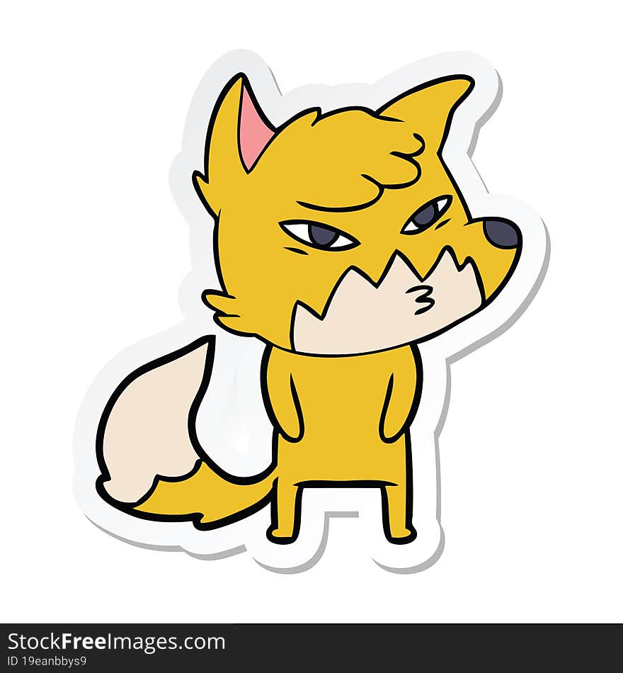 sticker of a clever cartoon fox