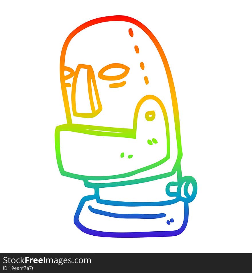 rainbow gradient line drawing cartoon robot head