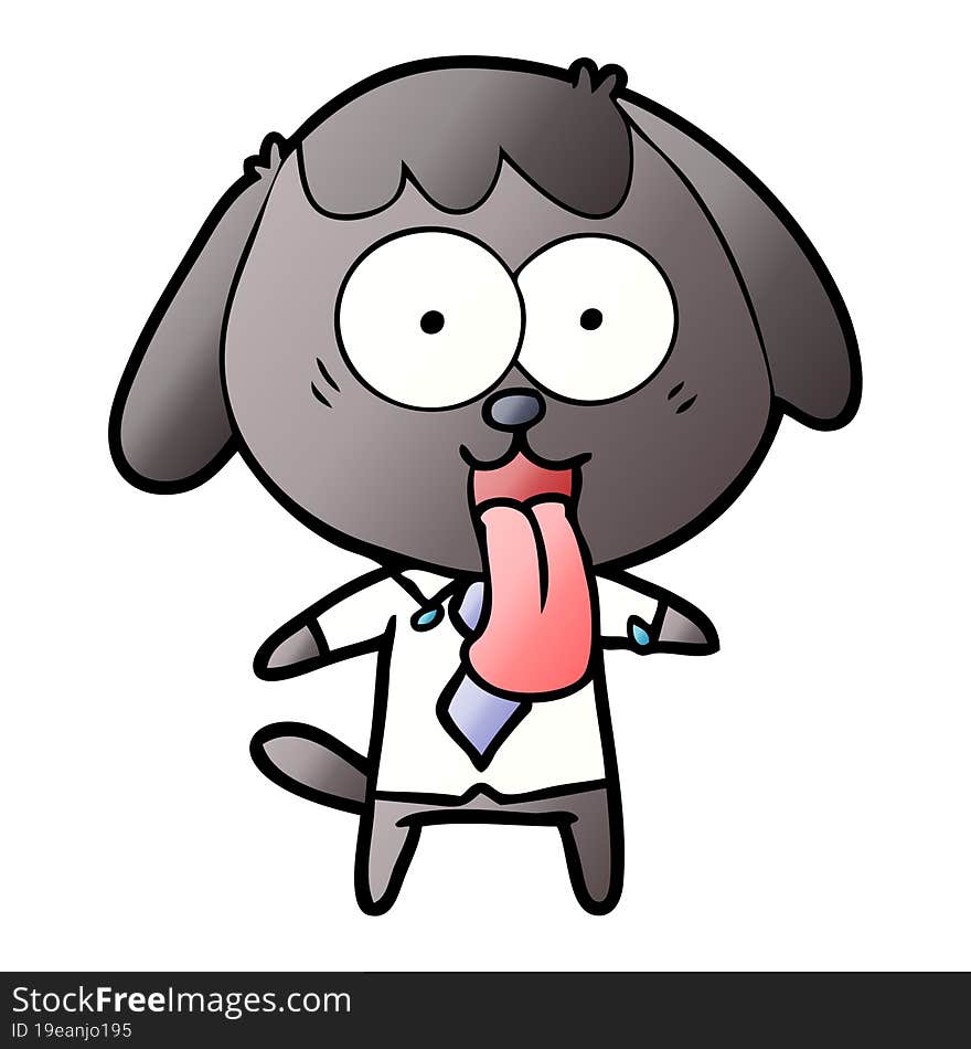 cute cartoon dog wearing office shirt. cute cartoon dog wearing office shirt