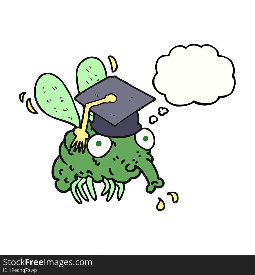 Thought Bubble Cartoon Fly Graduate