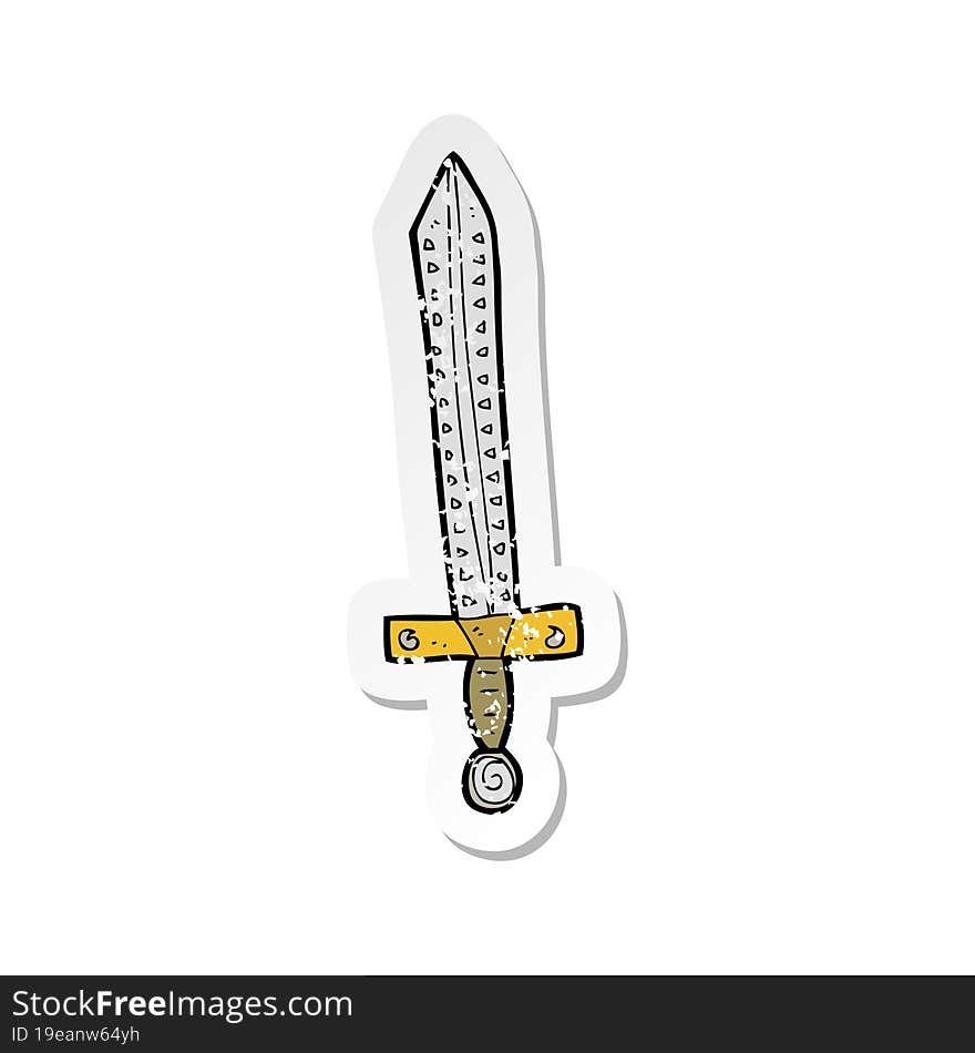 retro distressed sticker of a cartoon sword