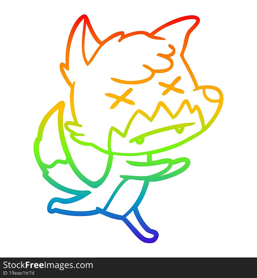 rainbow gradient line drawing cartoon dead fox