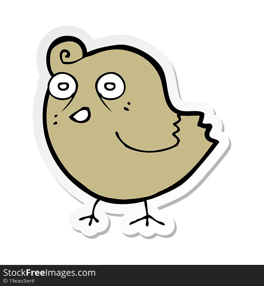 Sticker Of A Funny Cartoon Bird