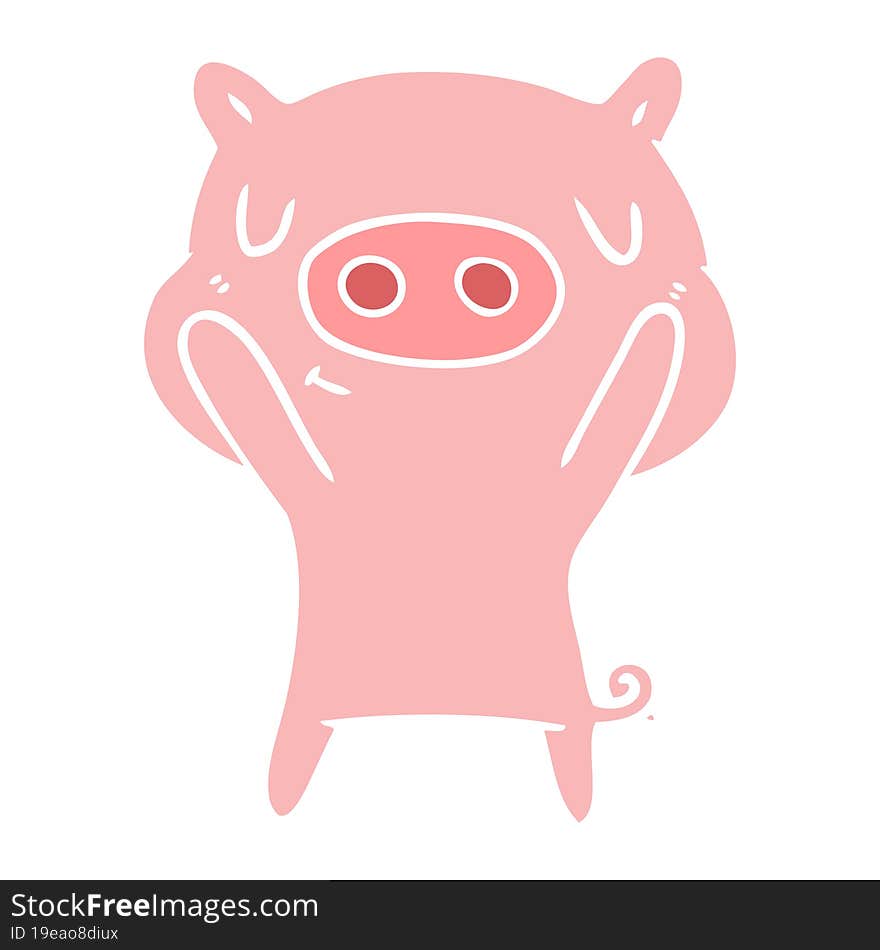 flat color style cartoon content pig