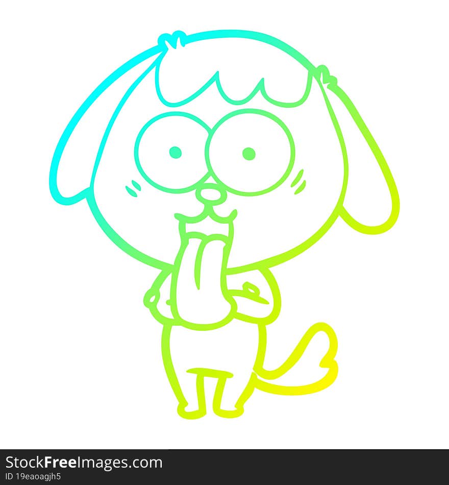 cold gradient line drawing of a cute cartoon dog