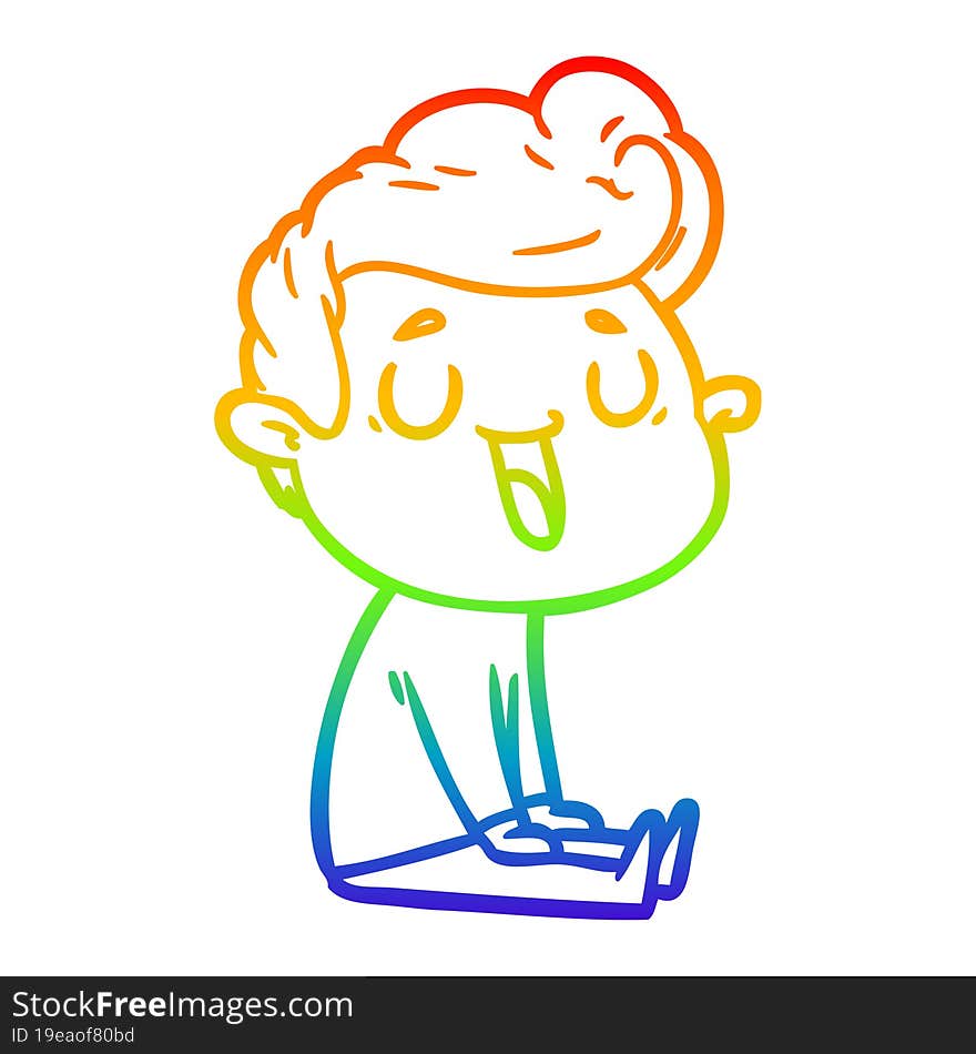 rainbow gradient line drawing happy cartoon man