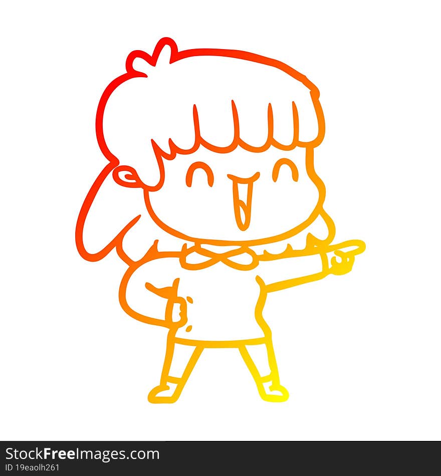 warm gradient line drawing of a cartoon woman