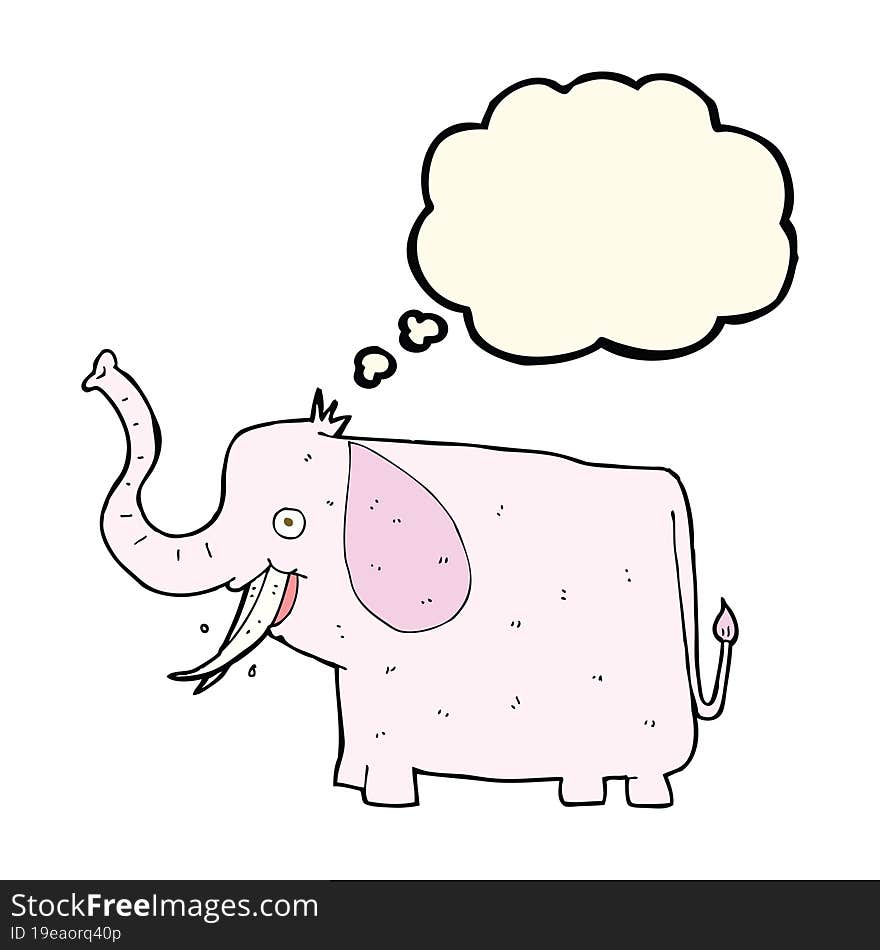 cartoon happy elephant with thought bubble