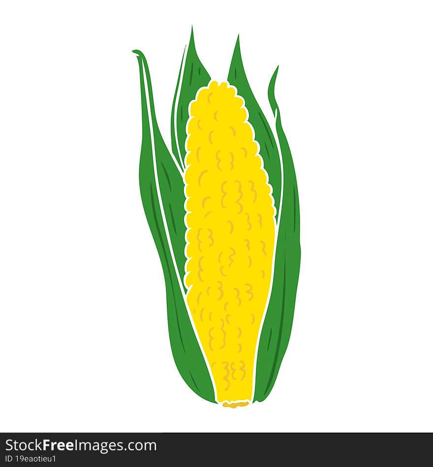 flat color style cartoon organic corn