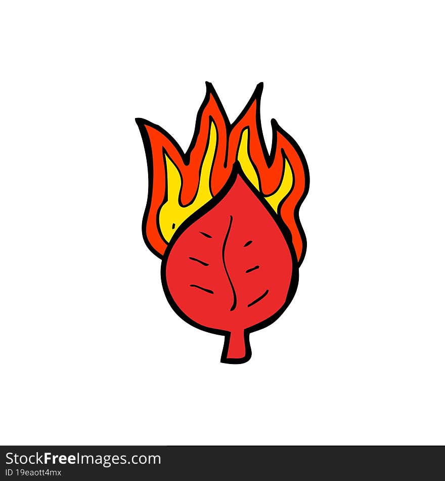 Cartoon Leaf On Fire Symbol