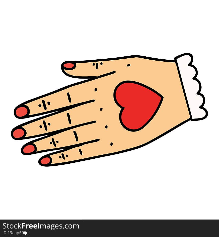 traditional tattoo of a hand